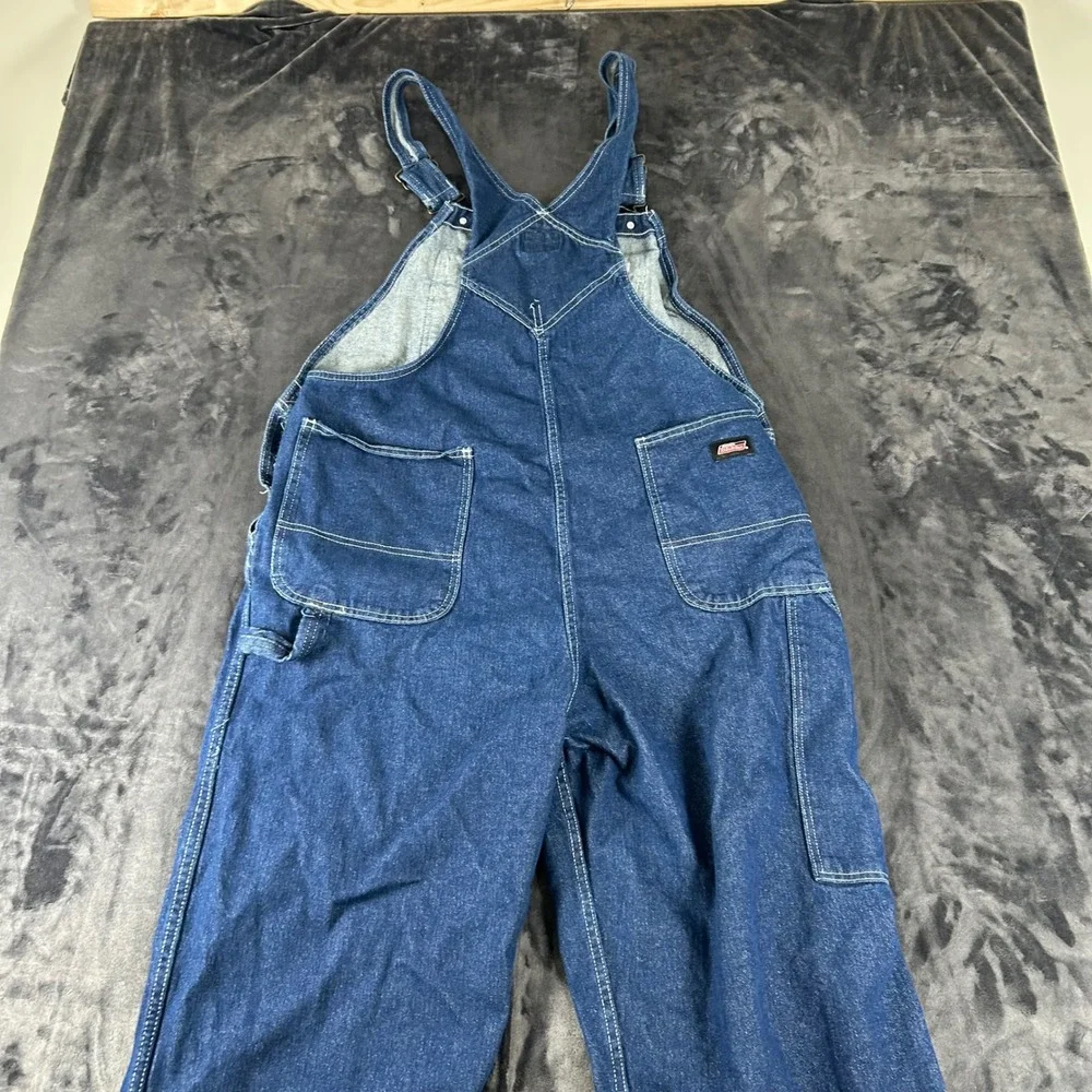 Dickies Denim Bib Overalls Mens Large Blue Carpenter Workwear Jeans